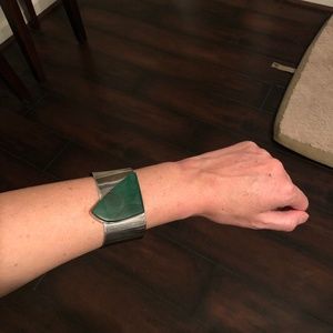 Silver and Malachite cuff bracelet